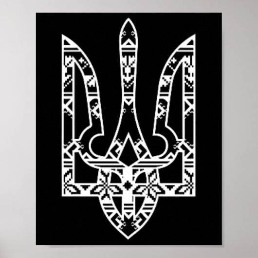 Ukraine Ukrainian Kiew Trysub Flag 19  Poster (Voorkant)