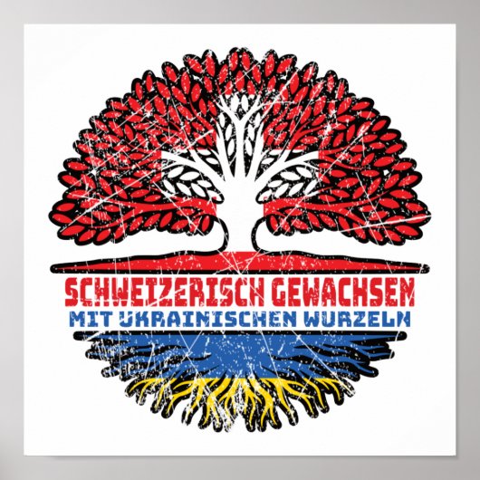 Ukraine Ukrainisch Schweizer Schweiz Baum Wurzel Poster (Voorkant)