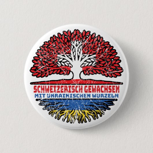 Ukraine Ukrainisch Schweizer Schweiz Baum Wurzel Ronde Button 5,7 Cm (Voorkant)