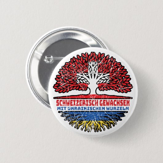Ukraine Ukrainisch Schweizer Schweiz Baum Wurzel Ronde Button 5,7 Cm (Voorkant /achterkant)