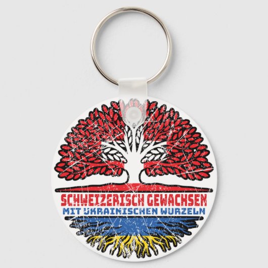 Ukraine Ukrainisch Schweizer Schweiz Baum Wurzel Sleutelhanger (Voorkant)