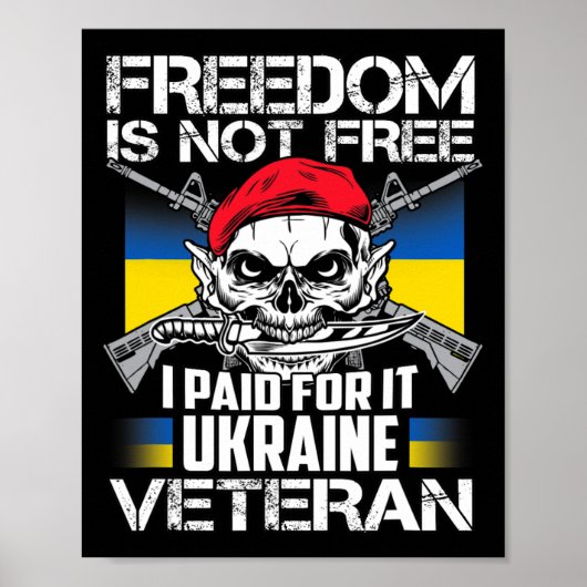 Ukraine Veteran Support Ukraine Map Flag Pride Blu Poster (Voorkant)