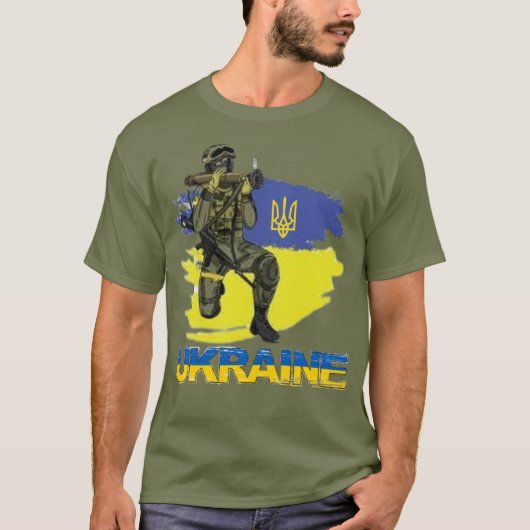 Ukraine Warrior Militaire Soldaat Trident Zelensky T-shirt (Voorkant)