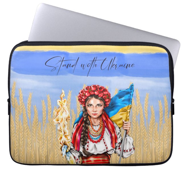 Ukraine Woman Support Drawstring Bag Notitieboek d Laptop Sleeve (Voorkant)