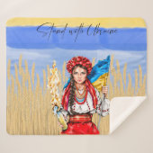 Ukraine Woman Support Drawstring Bag Notitieboek d Sherpa Deken (Voorkant (horizontaal))