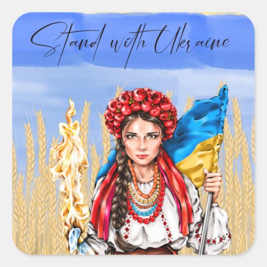 Ukraine Woman Support Drawstring Bag Notitieboek d Vierkante Sticker (Voorkant)