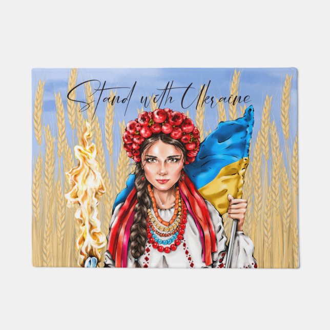 Ukraine Woman Support Drawstring Bag Notitieboek Deurmat (Voorkant)