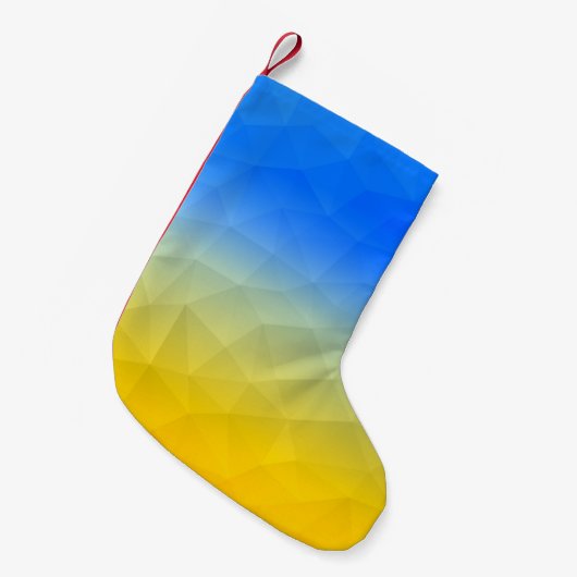 Ukraine yellow blue geometric mesh pattern kleine kerstsok (Voorkant (Hangend))