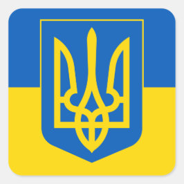Ukrainian Coat of Arms. Trident. Truzyb. Sheet of Vierkante Sticker