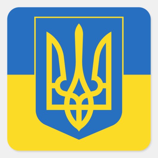Ukrainian Coat of Arms. Trident. Truzyb. Sheet of Vierkante Sticker (Voorkant)