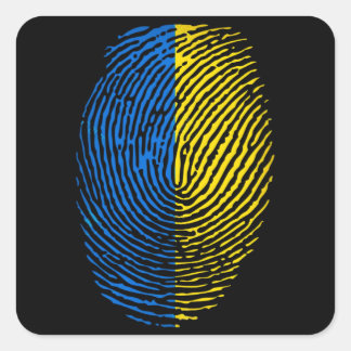 Ukrainian DNA blue yellow fingerprint Vierkante Sticker