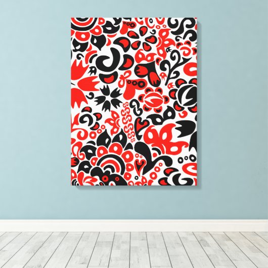 Ukrainian ethnic folk art floral pattern absrtact canvas afdruk (Insitu (Houten vloer))