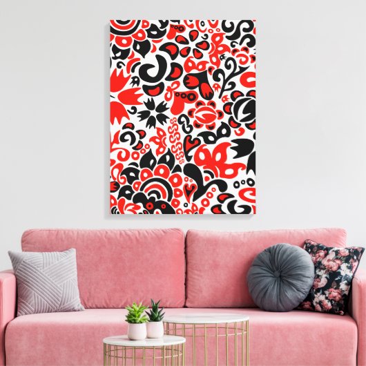 Ukrainian ethnic folk art floral pattern absrtact canvas afdruk (Insitu (Woonkamer))