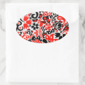 Ukrainian ethnic folk art floral pattern absrtact ovale sticker (Tas)