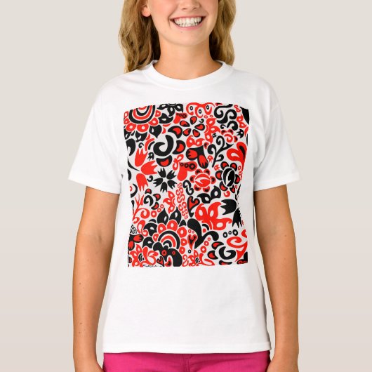 Ukrainian ethnic folk art floral pattern absrtact t-shirt (Voorkant)