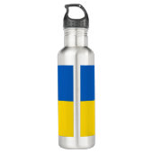 Ukrainian flag. Coat of Arms. We support Ukraine.  Waterfles (Achterkant)