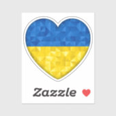 Ukrainian flag. Love to Ukraine. Support. Heart. Sticker (Vel)