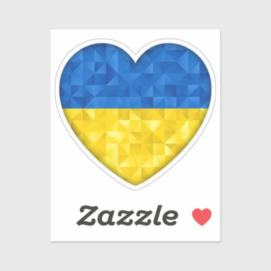 Ukrainian flag. Love to Ukraine. Support. Heart. Sticker (Vel)