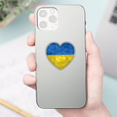 Ukrainian flag. Love to Ukraine. Support. Heart. Sticker (Telefoon)