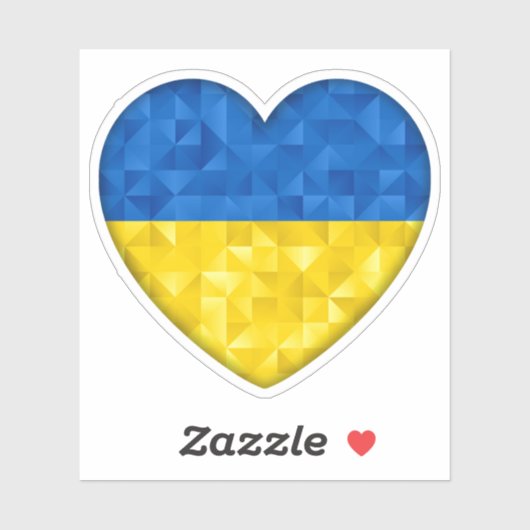 Ukrainian flag. Love to Ukraine. Support. Heart. Sticker (Vel)