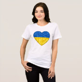 Ukrainian flag. Love to Ukraine. Support. Heart. Tri-Blend Shirt (Voorkant volledig)