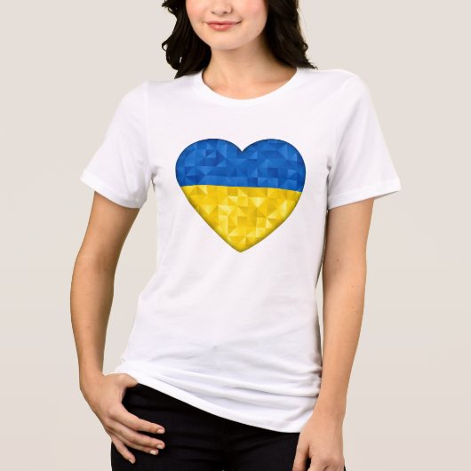 Ukrainian flag. Love to Ukraine. Support. Heart. Tri-Blend Shirt (Voorkant)