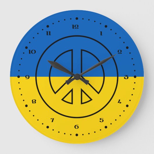 Ukrainian flag peace sign grote klok (Voorkant)