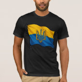 Ukrainian flag waving in the wind with Trident T-shirt (Voorkant)