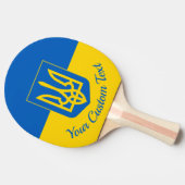 Ukrainian flag with coat of arms and custom text tafeltennisbatje (Zijkant)