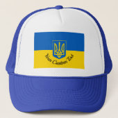 Ukrainian flag with coat of arms and custom text trucker pet (Voorkant)