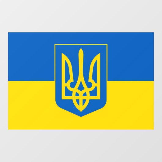 Ukrainian flag with the Trident Coat of Arms. Raamsticker (Vel)