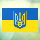 Ukrainian flag with the Trident Coat of Arms. Raamsticker (Vel 3)