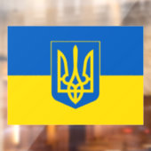 Ukrainian flag with the Trident Coat of Arms. Raamsticker (Vel 2)