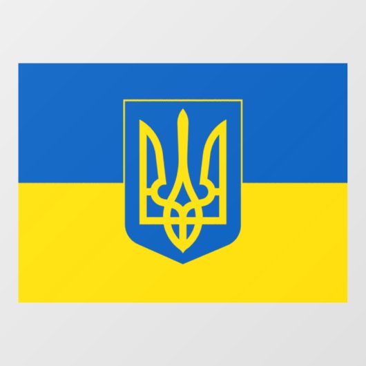 Ukrainian flag with the Trident Coat of Arms. Raamsticker (Vel)