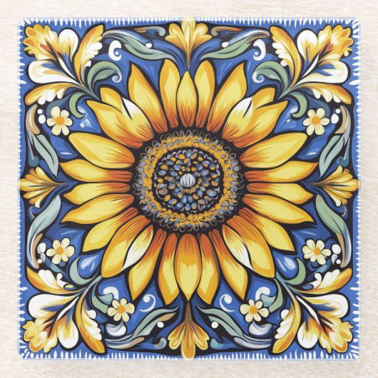 Ukrainian folk art pattern. glazen onderzetter (Voorkant)