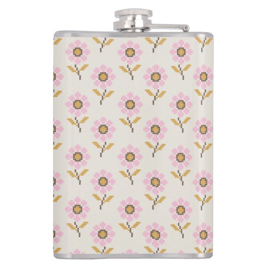 Ukrainian Folk Cross Stitch Floral Pattern Heupfles (Achterkant)