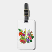 Ukrainian heraldry trident tryzub blooming flowers bagagelabel (Voorkant verticaal)