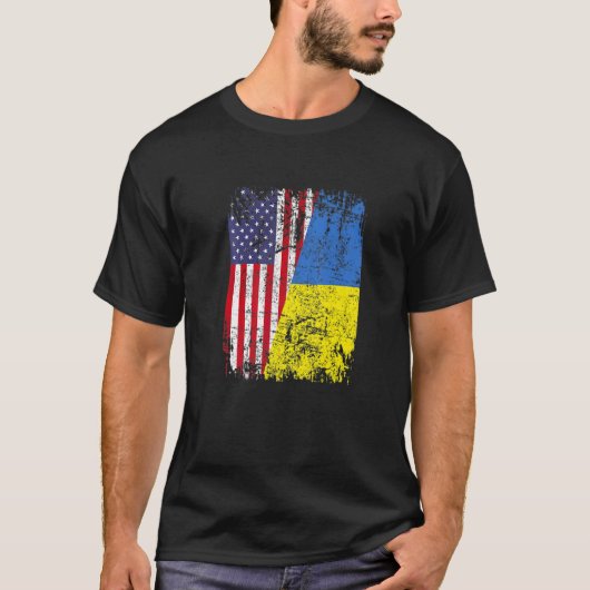 UKRAINIAN ROOTS TSHIRT | HalfAmerikaanse vlag | UK (Voorkant)