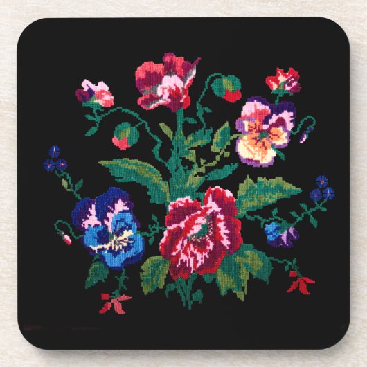 Ukrainian traditional vushuvanka folk art pattern bier onderzetter (Voorkant)