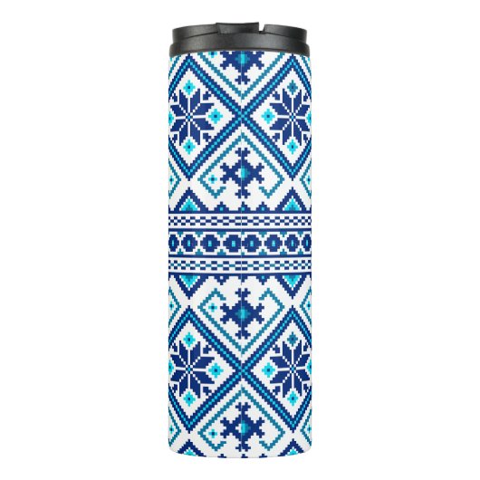 Ukrainian traditional vushuvanka folk art pattern thermosbeker (Achterkant)