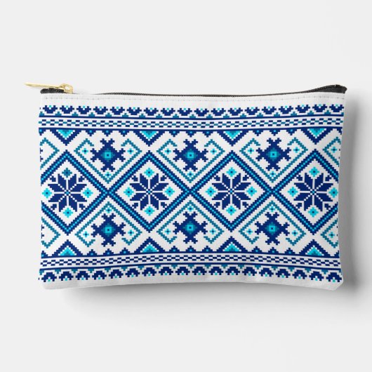 Ukrainian traditional vushuvanka folk pattern blue etui (Voorkant)