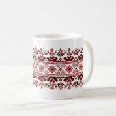 Ukrainian traditional vushuvanka folk pattern red koffiemok (Voorkant rechts)