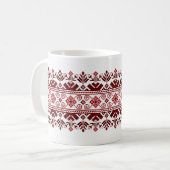 Ukrainian traditional vushuvanka folk pattern red koffiemok (Voorkant links)