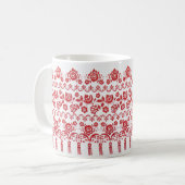 Ukrainian traditional vushuvanka folk pattern red koffiemok (Voorkant links)