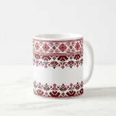 Ukrainian traditional vushuvanka folk pattern red koffiemok (Voorkant rechts)