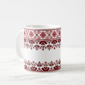 Ukrainian traditional vushuvanka folk pattern red koffiemok (Voorkant links)