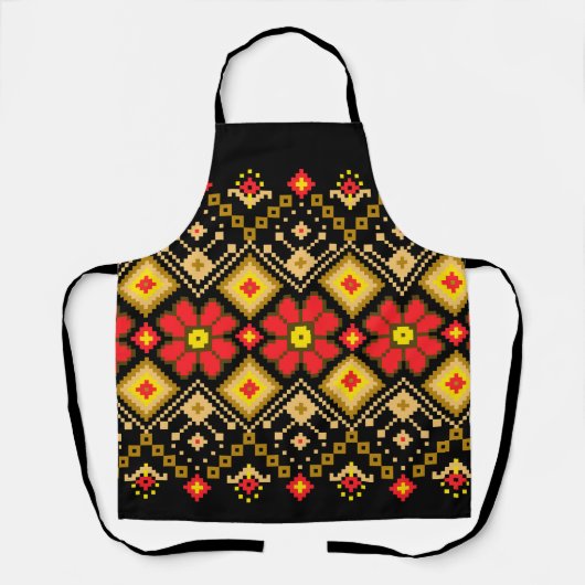 Ukrainian traditional vushuvanka folk pattern red schort (Voorkant)