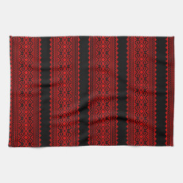 Ukrainian traditional vushuvanka folk pattern red theedoek