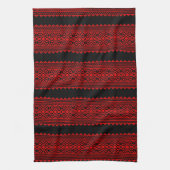 Ukrainian traditional vushuvanka folk pattern red theedoek (Verticaal)