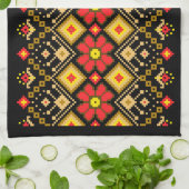 Ukrainian traditional vushuvanka folk pattern red theedoek (Gevouwen)